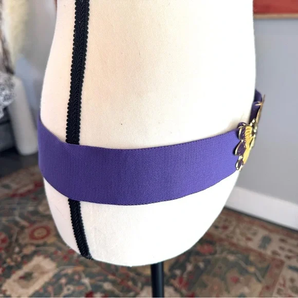 Vintage Purple and Gold Butterfly Stretch Belt - Picture 7 of 8